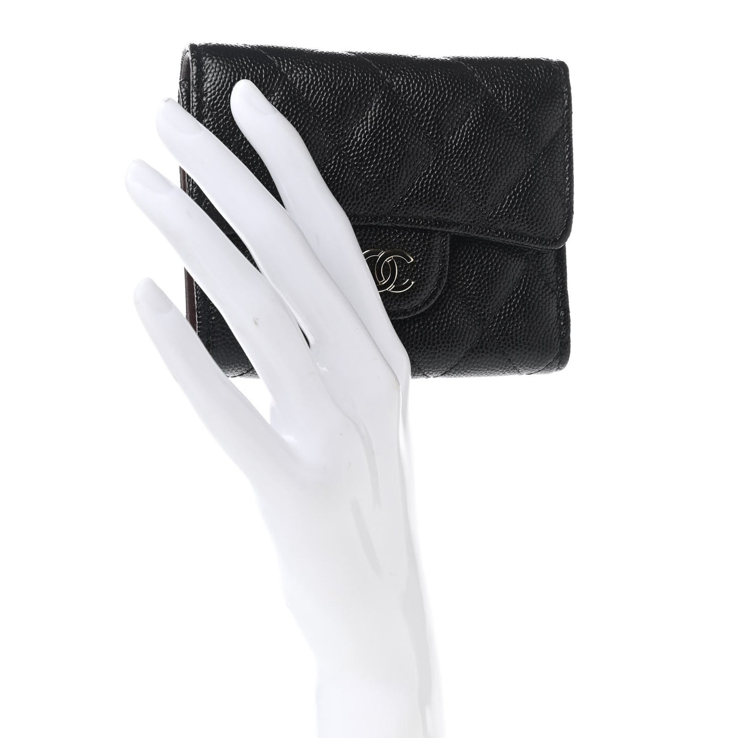 Caviar Quilted Flap Card Holder Black