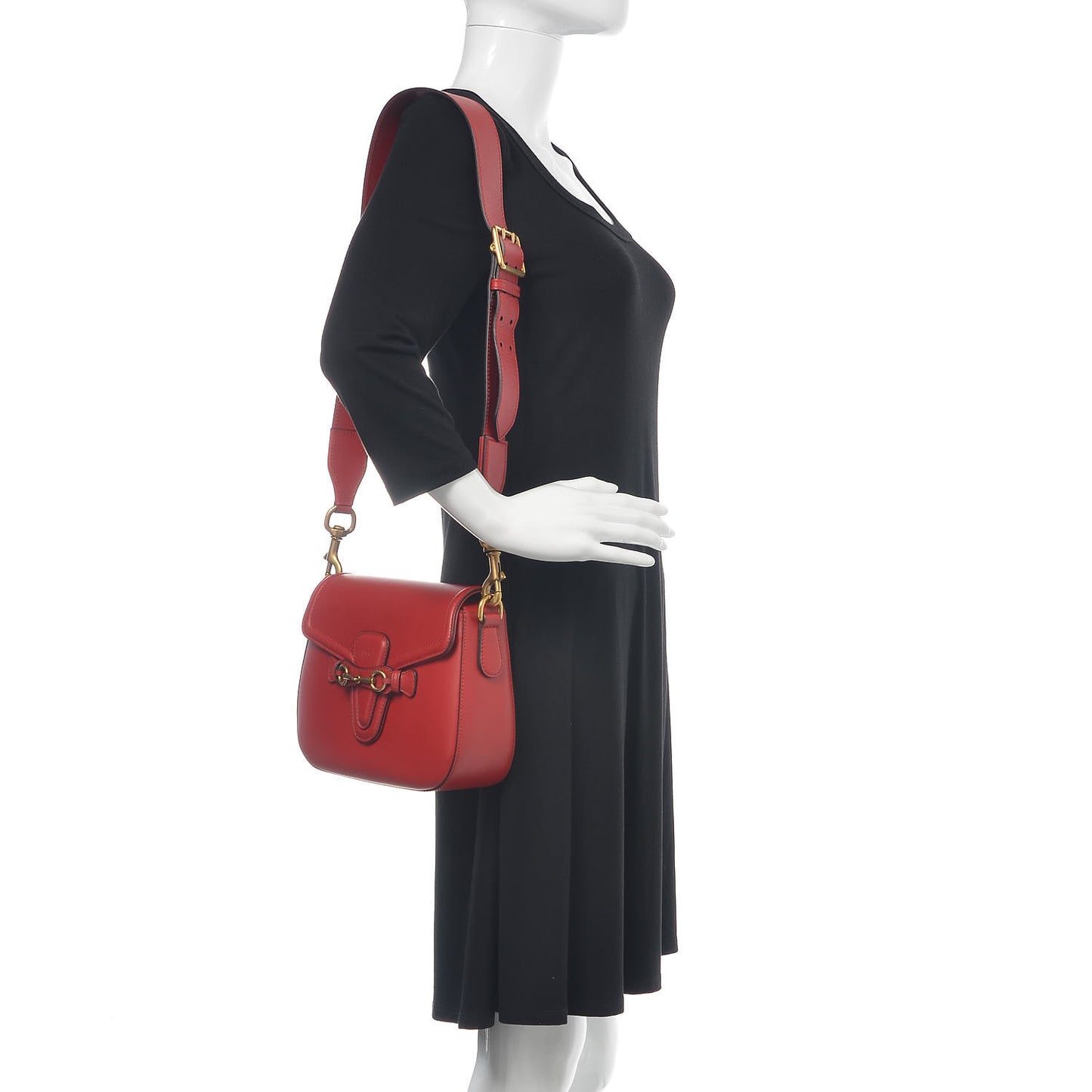 Ruinart Calfskin Medium Lady Web Shoulder Bag Hibiscus Red