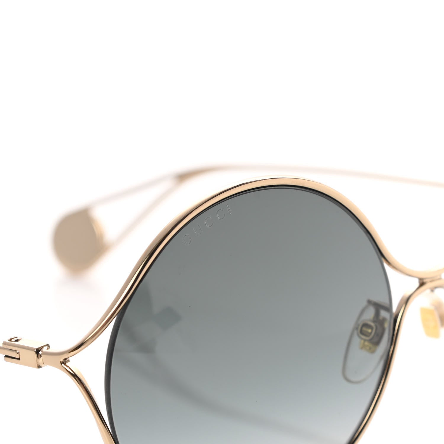 Gucci Metal Round Pearl Tip Sunglasses GG0253S Gold 7 of 8