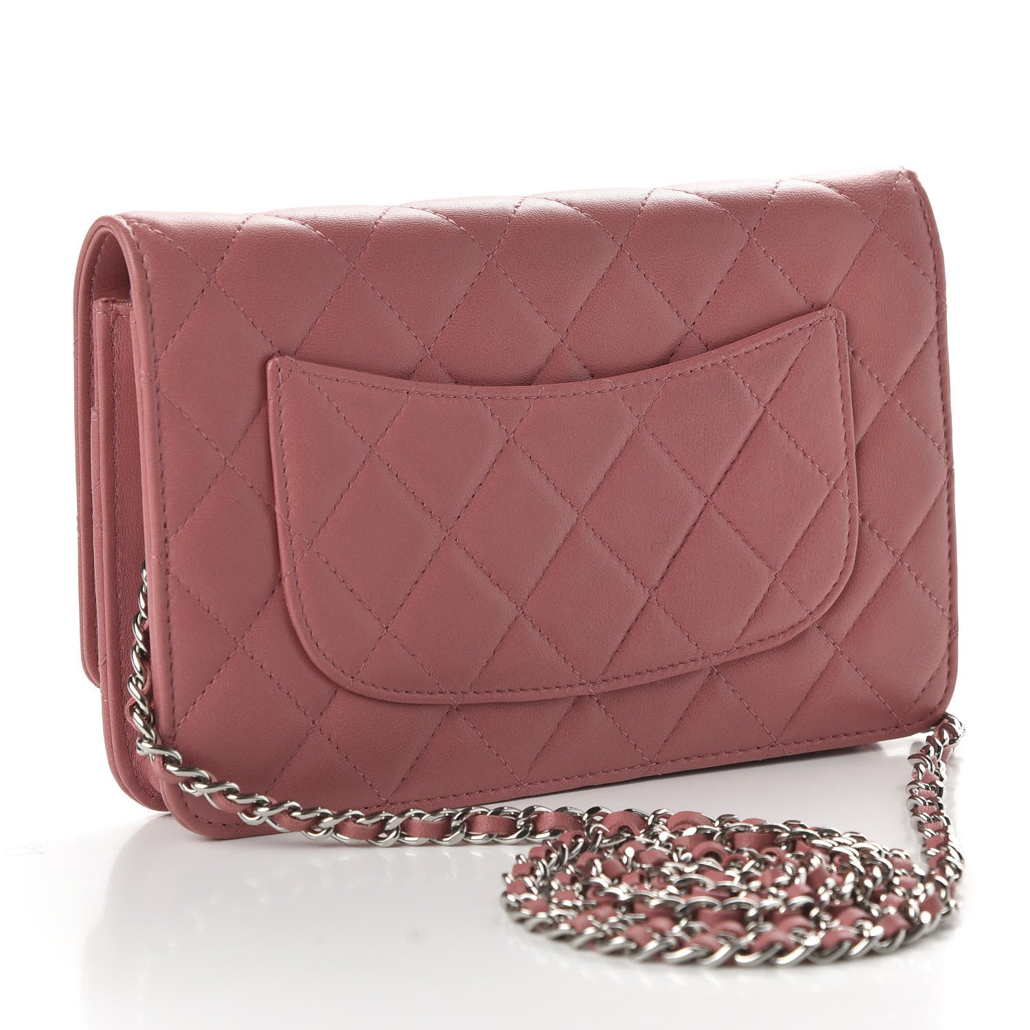 Chanel Lambskin Quilted Wallet On Chain WOC Pink 3 of 11