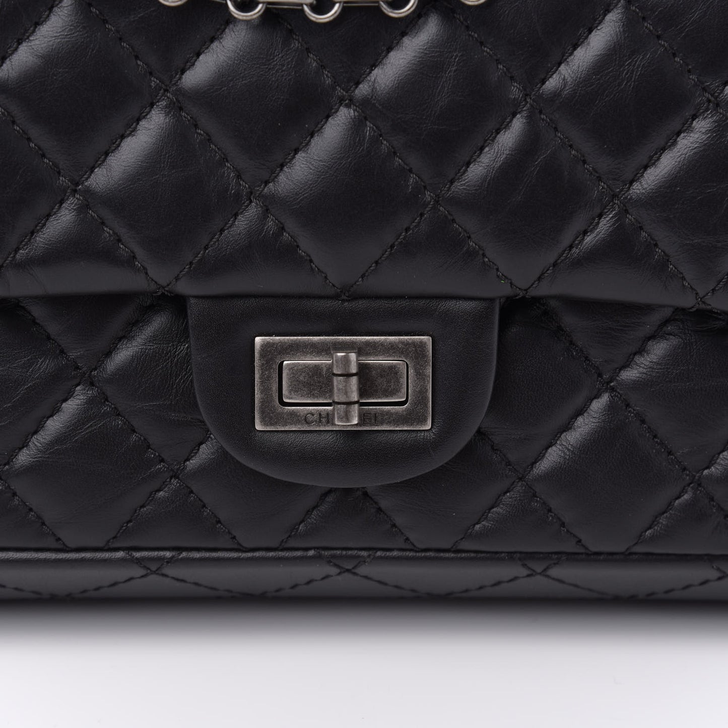 Aged Calfskin Quilted 2.55 Reissue 225 Flap Black