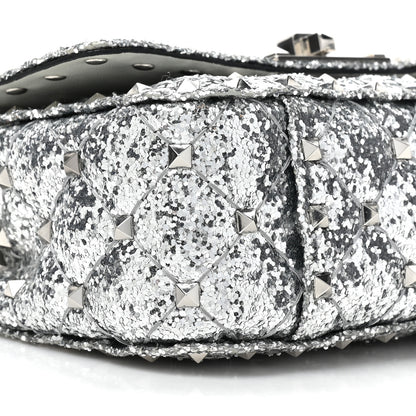 Valentino Garavani Glitter Mini Rockstud Spike Shoulder Bag Silver 9 of 11