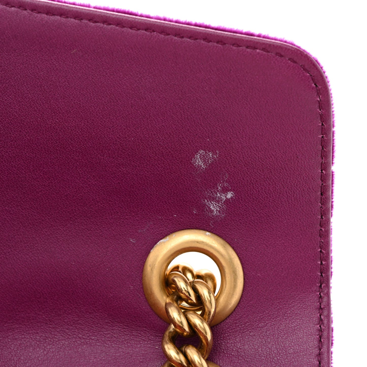 Velvet Matelasse Small GG Marmont Shoulder Bag Fuchsia Violet Cyclamen