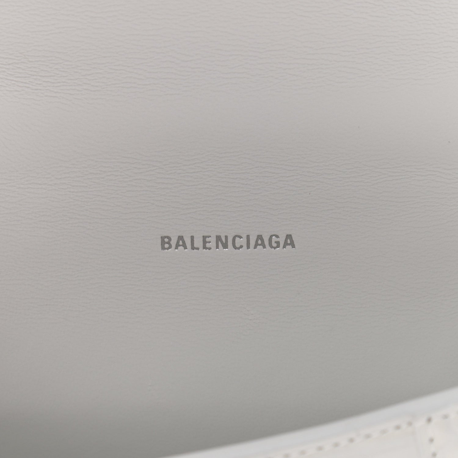 Balenciaga Shiny Calfskin Crocodile Embossed Hourglass Top Handle Bag XS White 6 of 12
