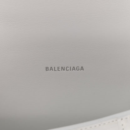 Balenciaga Shiny Calfskin Crocodile Embossed Hourglass Top Handle Bag XS White 6 of 12