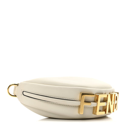 Fendi Vitello Grace Matte Nano Fendigraphy Hobo Charm White Ice 4 of 10
