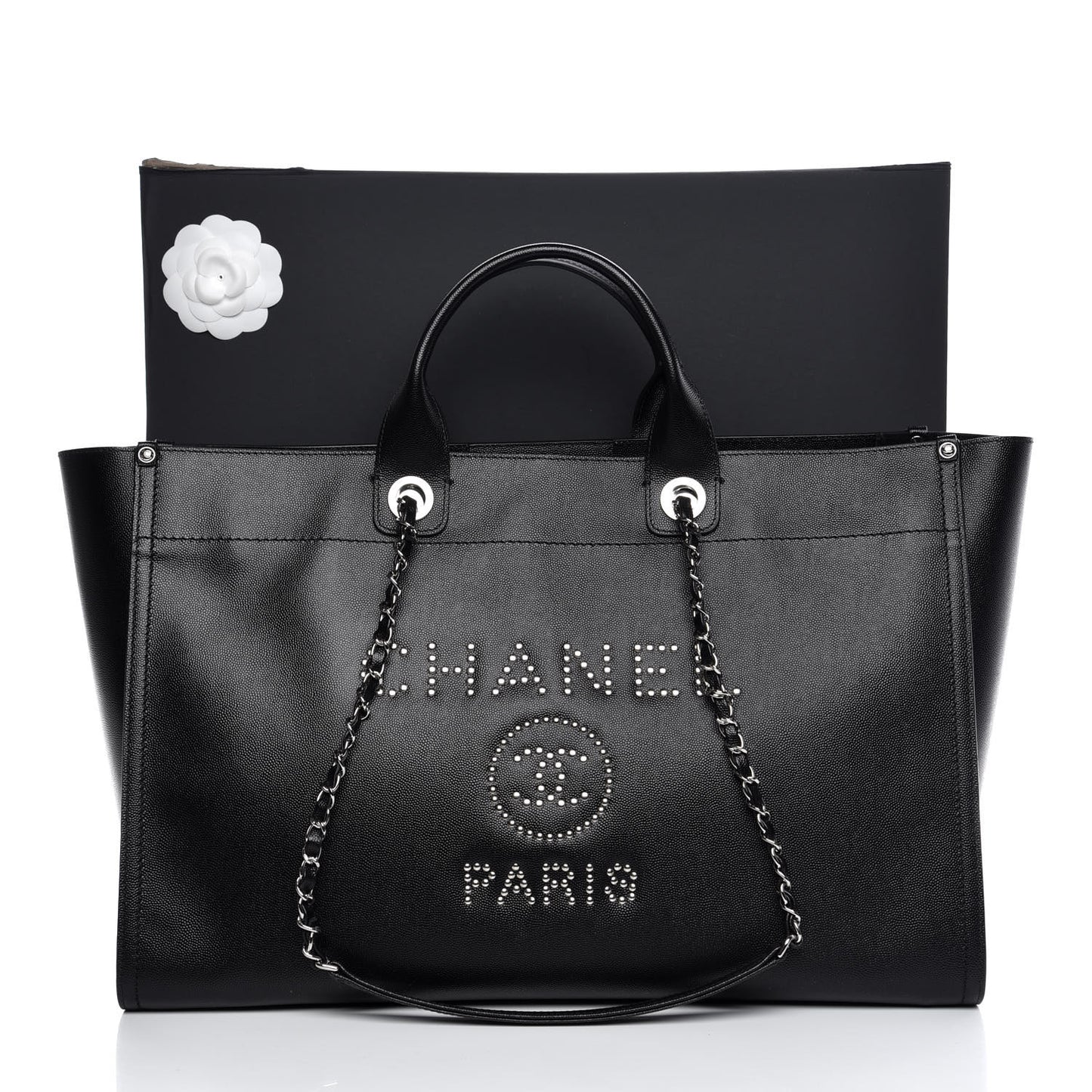 Caviar Extra Large Studded Deauville Tote Black