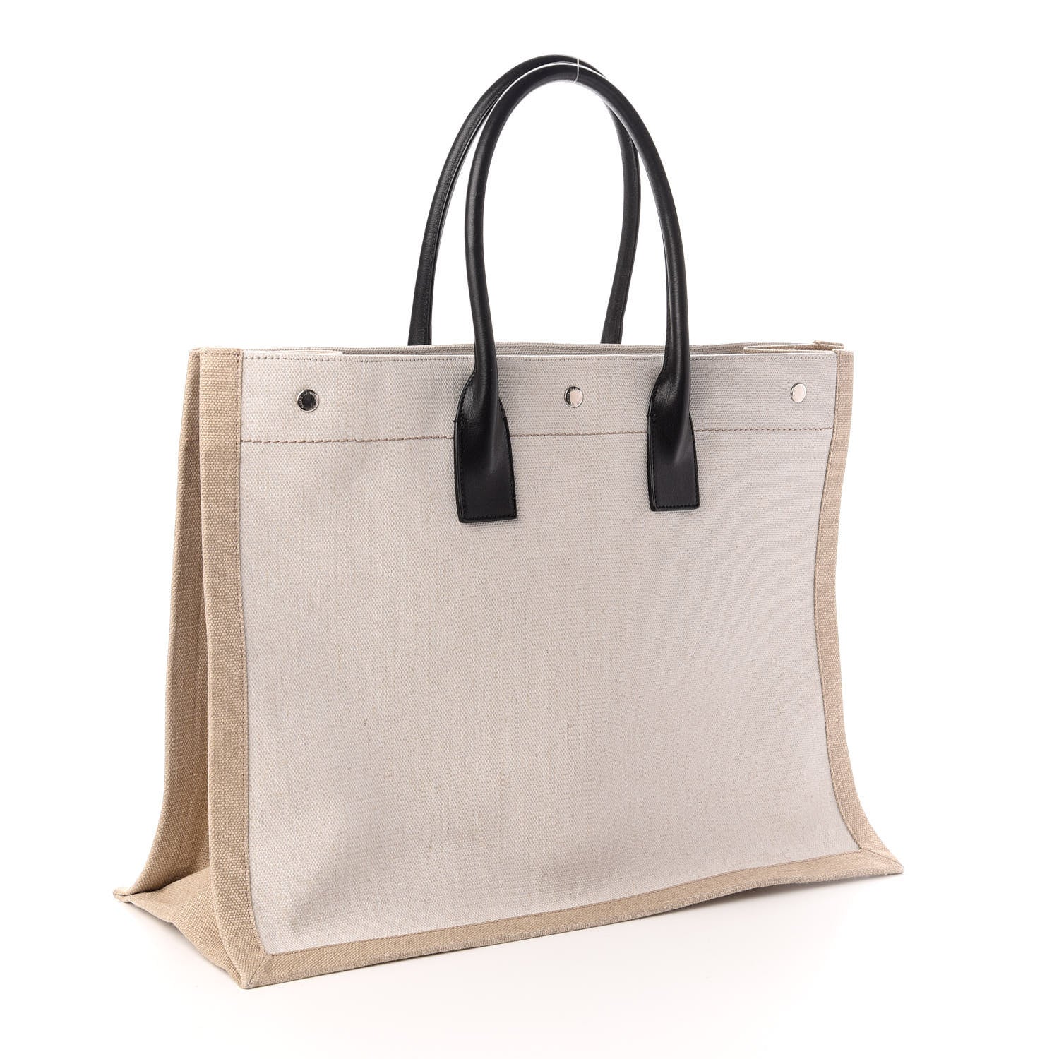 Saint Laurent Linen Calfskin Rive Gauche Tote Optic White 3 of 9