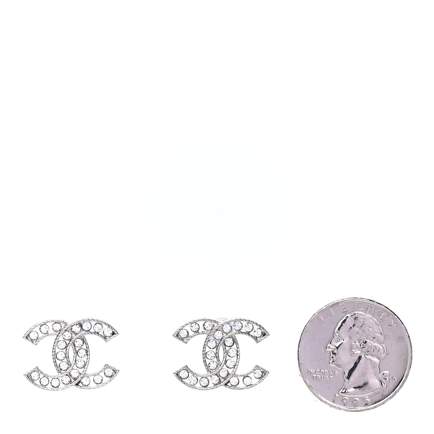 Chanel Crystal CC Earrings Silver 2 of 4