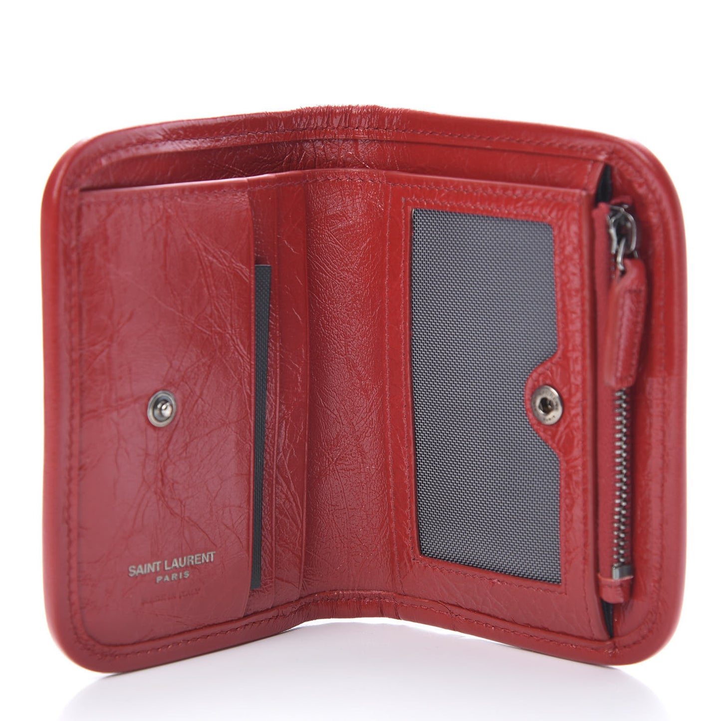 Crinkled Calfskin Matelasse Monogram Niki Card Holder Red
