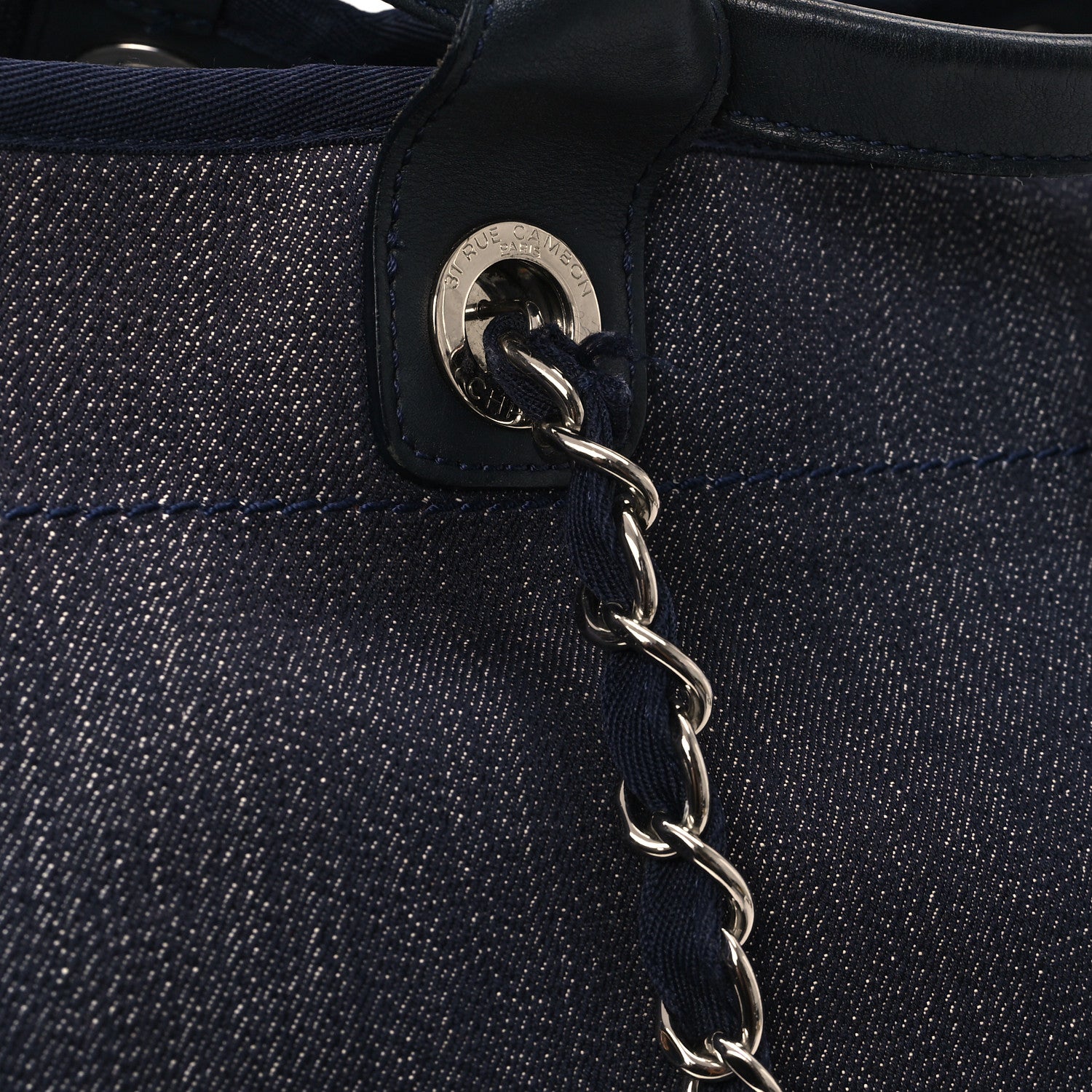 Chanel Denim Large Deauville Tote Blue Orange 13 of 13