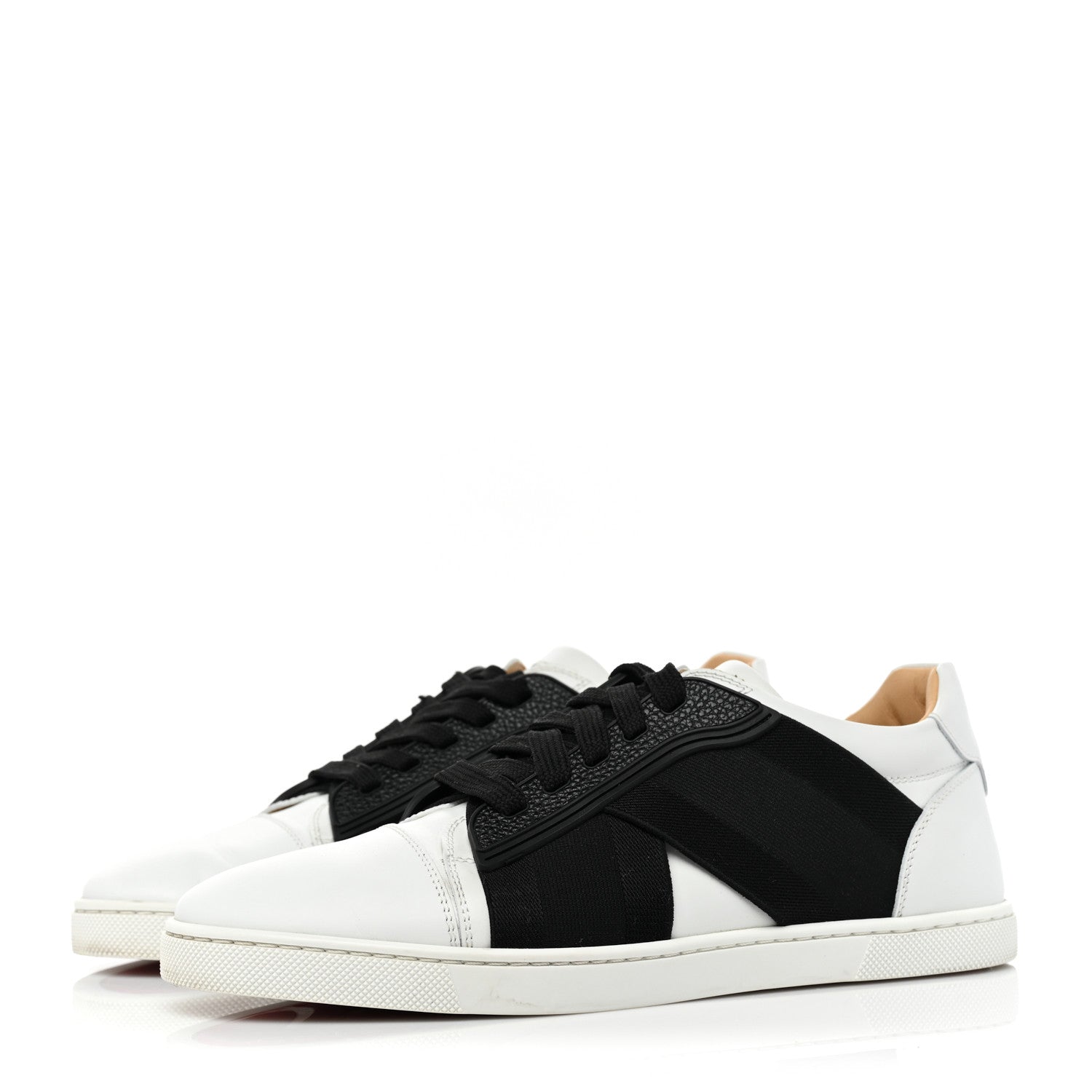 Christian Louboutin Calfskin Elastikid Donna Flat Sneakers 35 Bianco Black 3 of 11