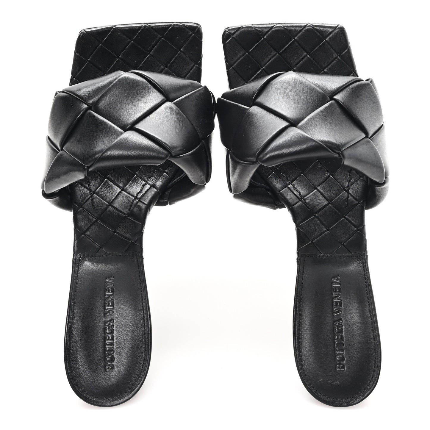 Nappa Maxi Intrecciato Lido Mule Sandals 38.5 Black