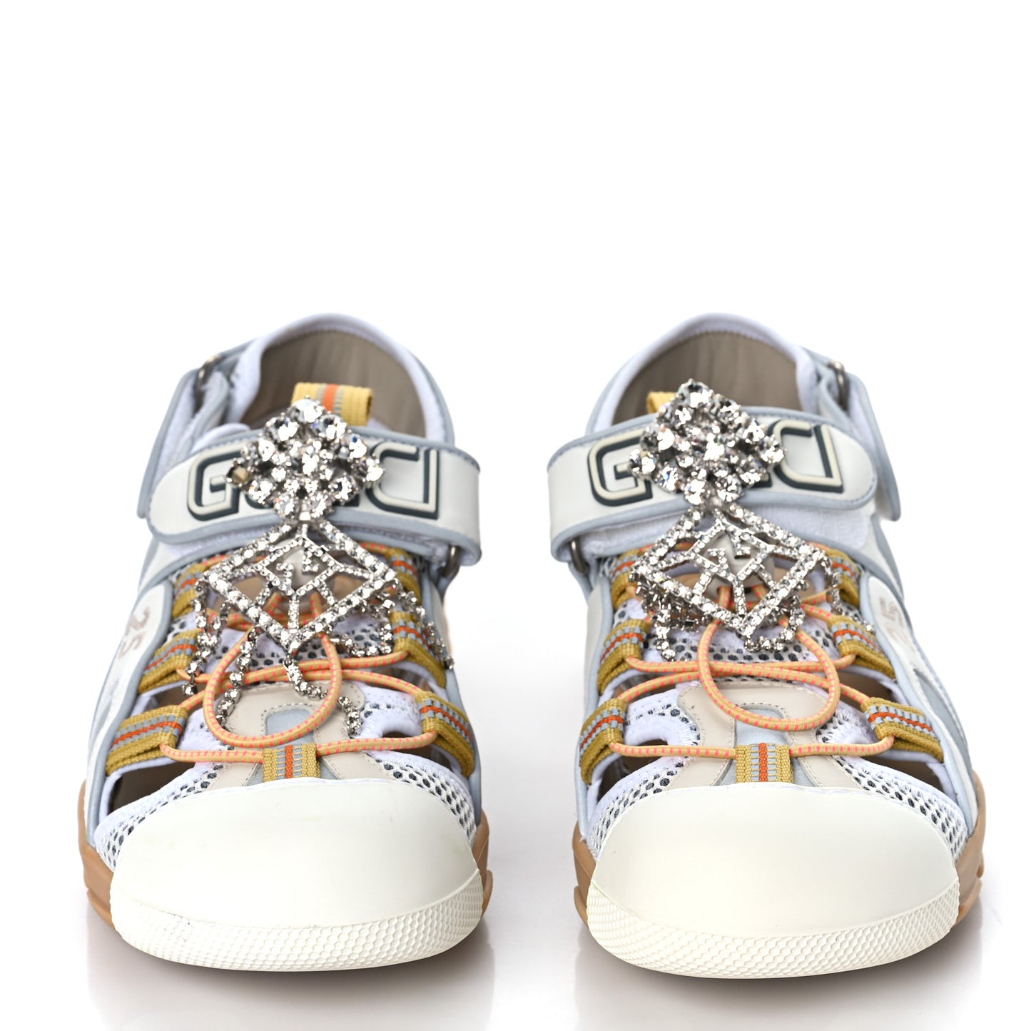 Mesh Fabric Tinsel Sport Sandals 39.5 White Silver