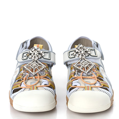 Gucci Mesh Fabric Tinsel Sport Sandals 39.5 White Silver 2 of 9