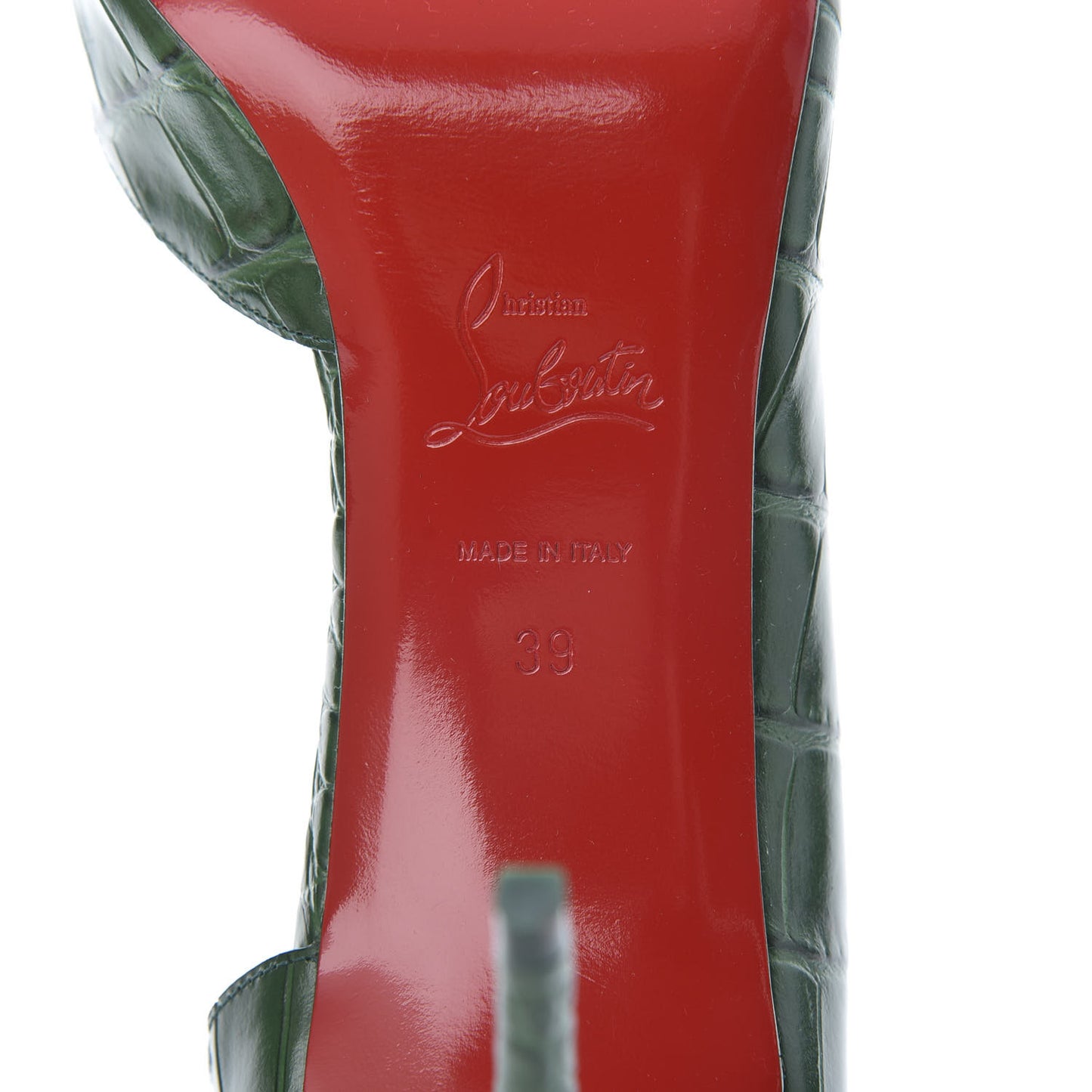 Crocodile Embossed Calfskin Iriza 100 Pumps 39 Green