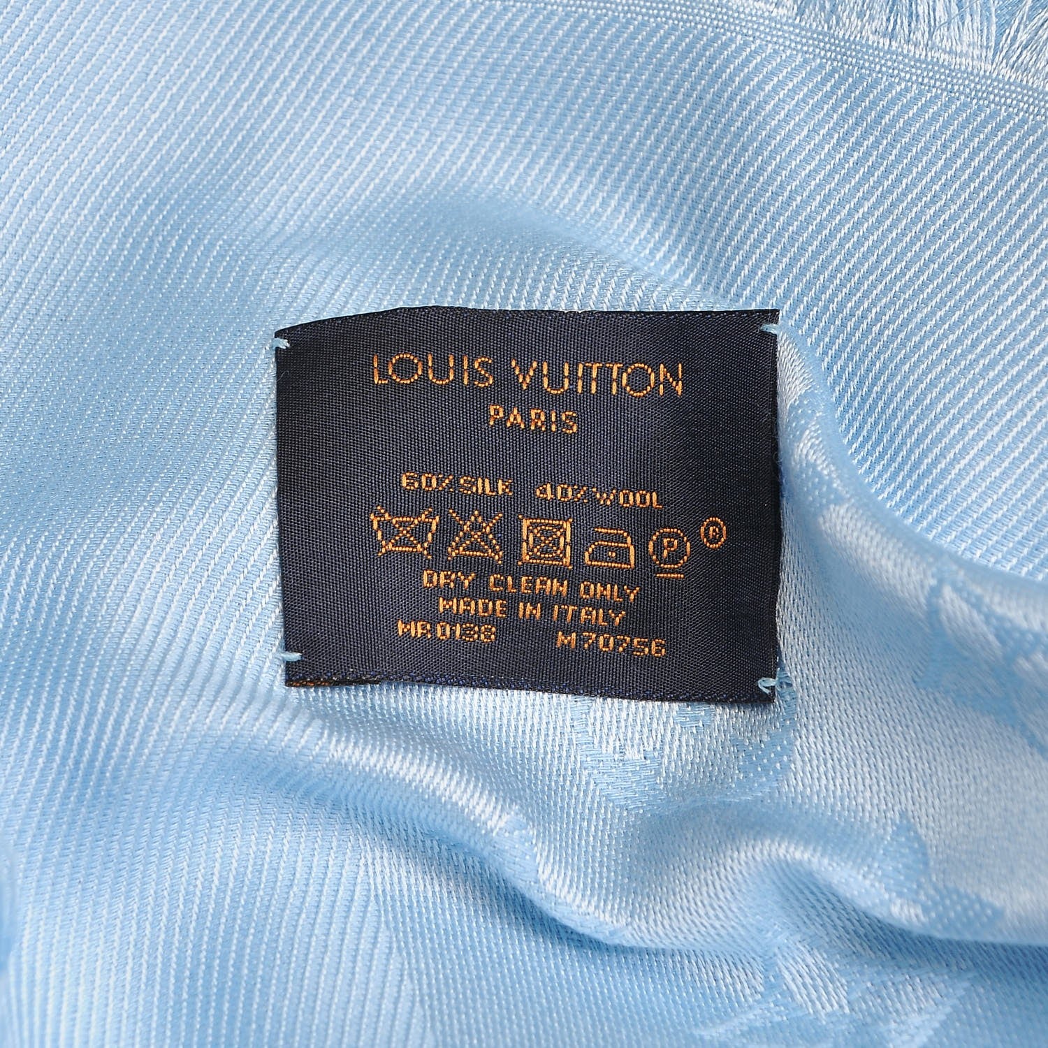 Louis Vuitton Silk Wool Monogram Shawl Blue Ciel 4 of 4