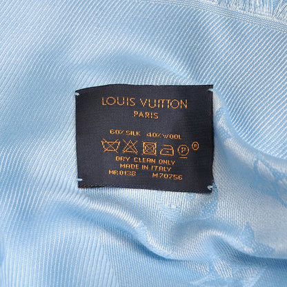 Louis Vuitton Silk Wool Monogram Shawl Blue Ciel 4 of 4