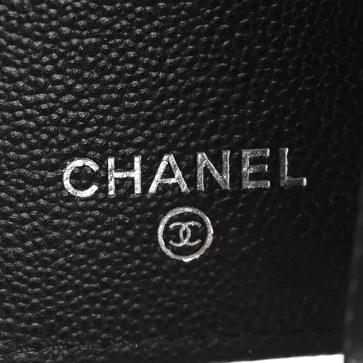 Grained Calfskin Quilted CC Box Compact Flap Wallet Black
