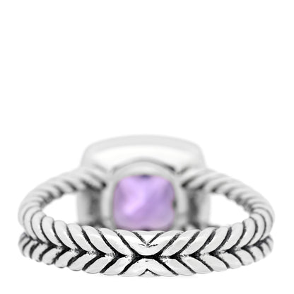 David Yurman Sterling Silver Diamond Amethyst 7mm Petite Albion Ring 52 6 3 of 4