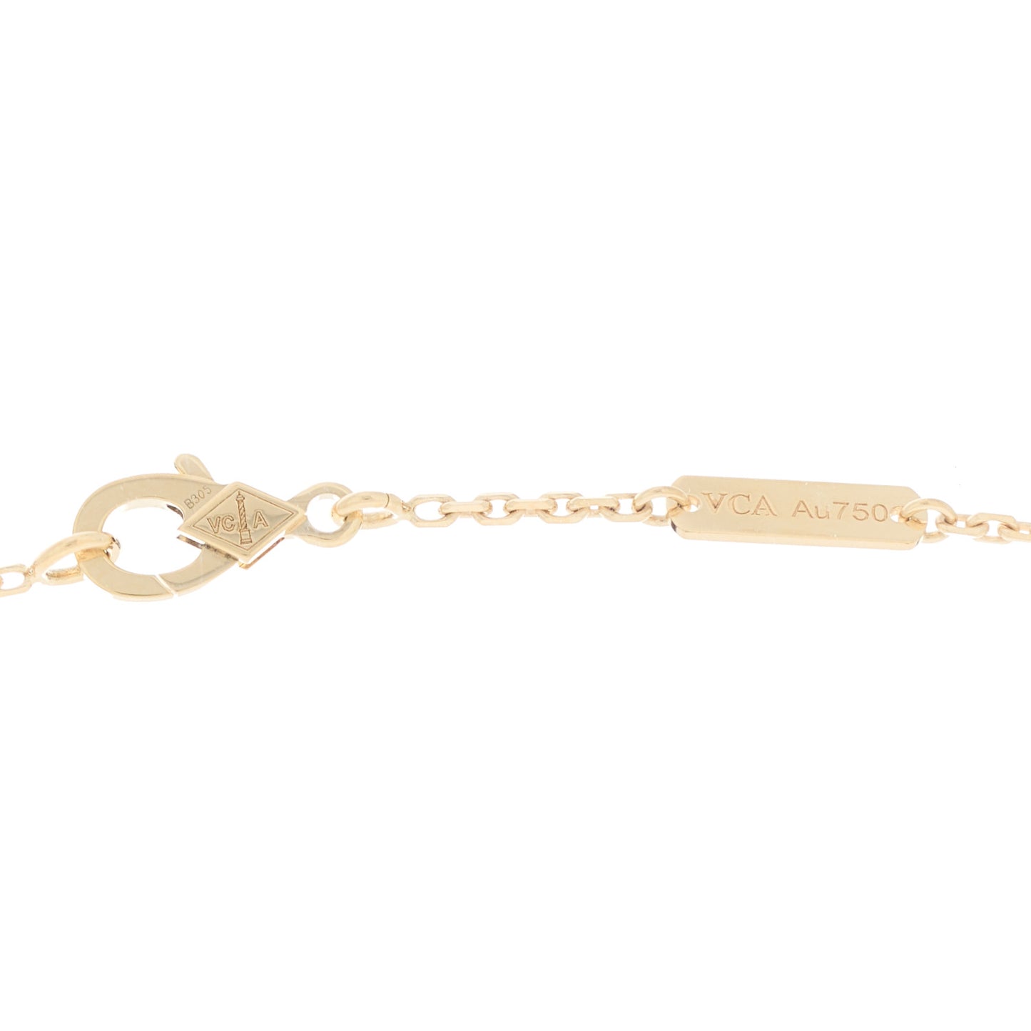 18K Yellow Gold Mother of Pearl Vintage Alhambra Pendant Necklace