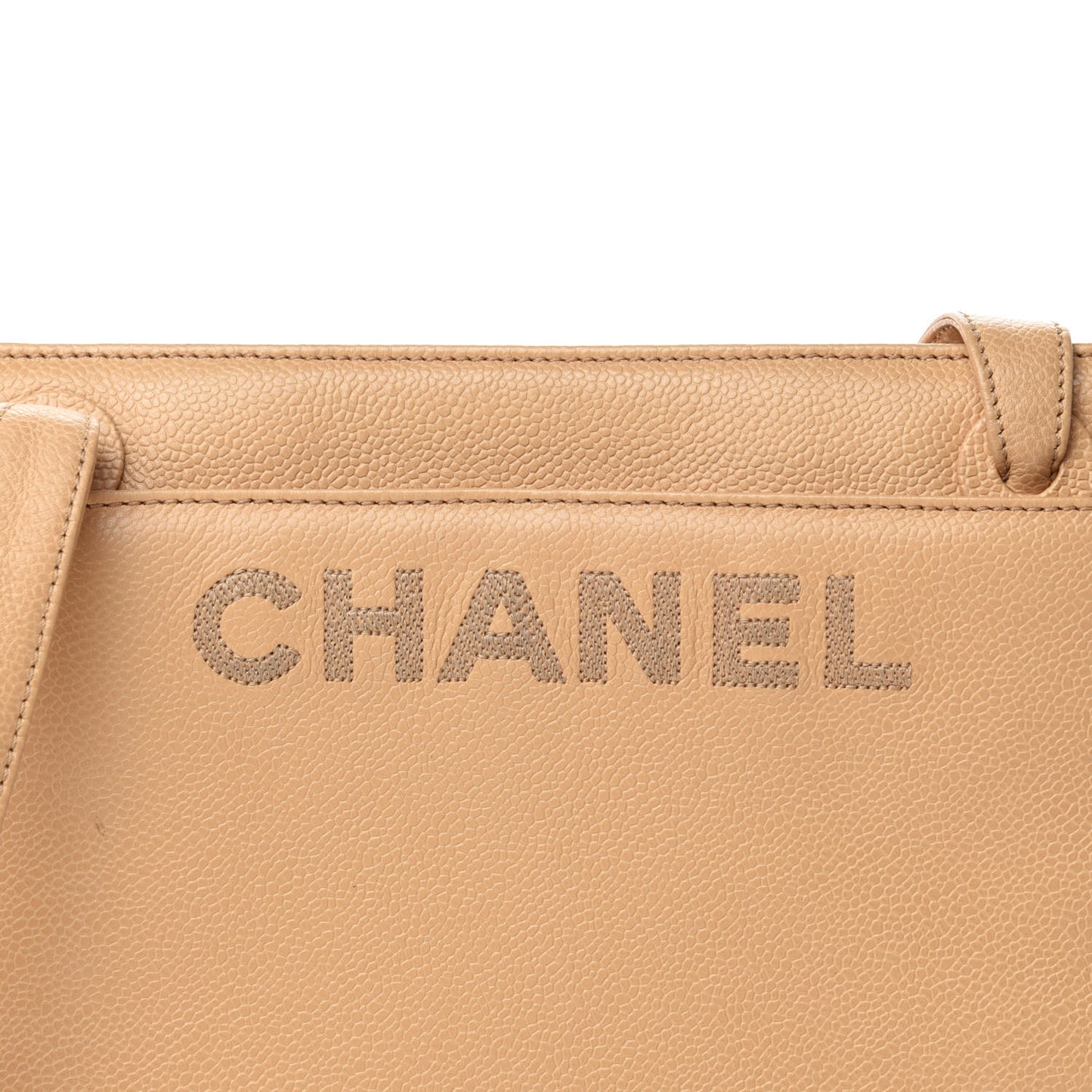 Caviar Logo Shoulder Bag Beige
