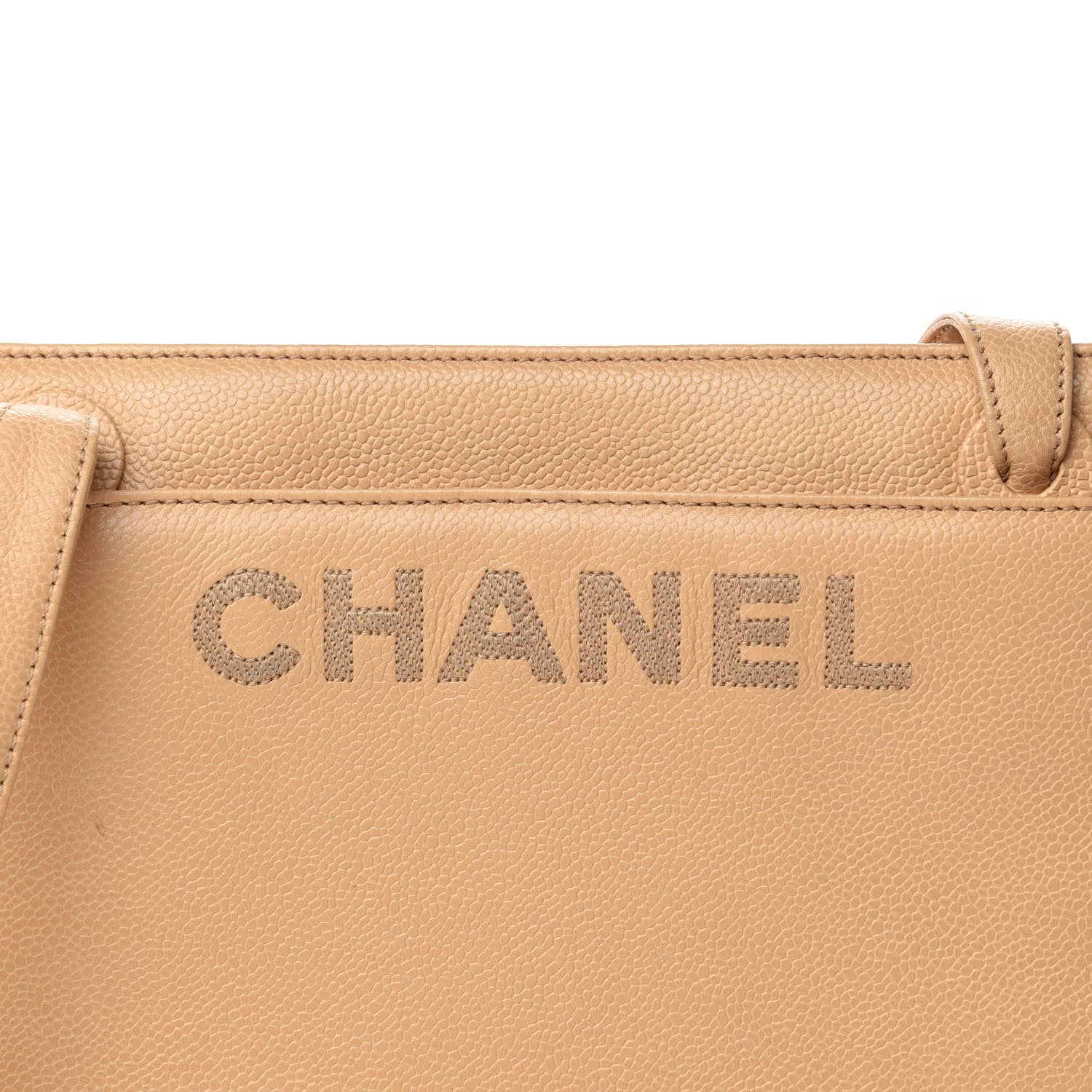 Chanel Caviar Logo Shoulder Bag Beige 18 of 18