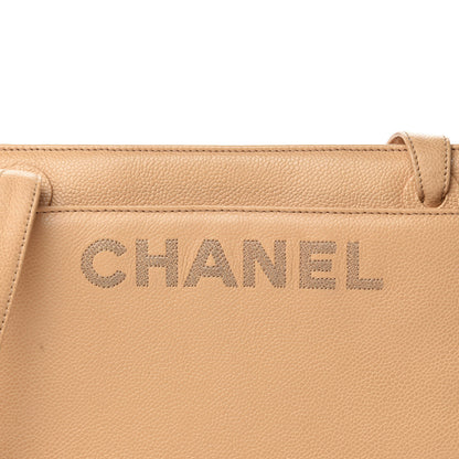Chanel Caviar Logo Shoulder Bag Beige 18 of 18