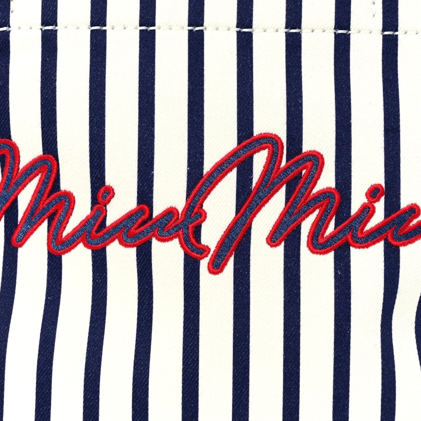 Canvas Denim Striped Logo Tote White Blue