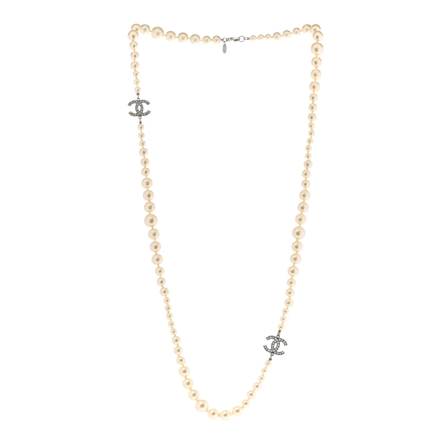 Chanel Graduated Pearl CC Long Necklace Gold 3 of 10