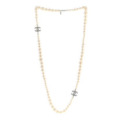 Chanel Graduated Pearl CC Long Necklace Gold 3 of 10