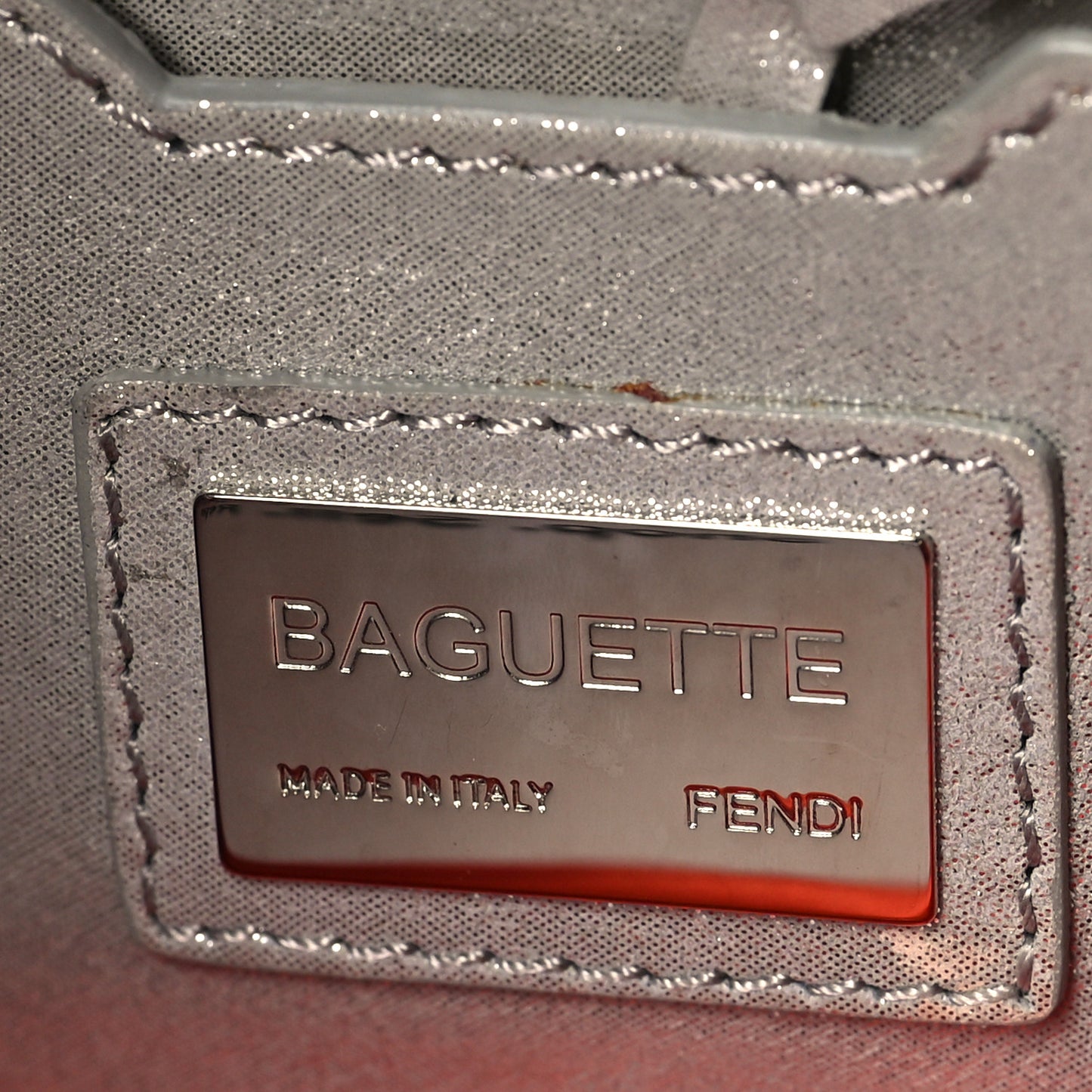 Metallic Lurex Zucca Vitello Baguette Argento