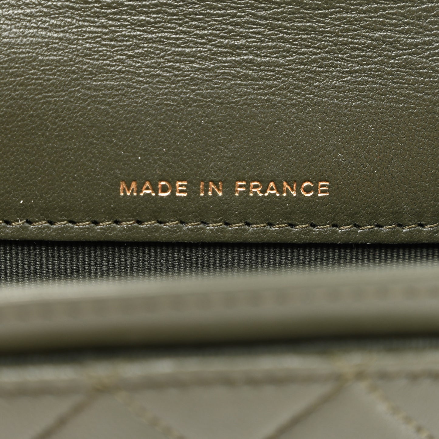 Lambskin Quilted Flap Card Holder Wallet Khaki