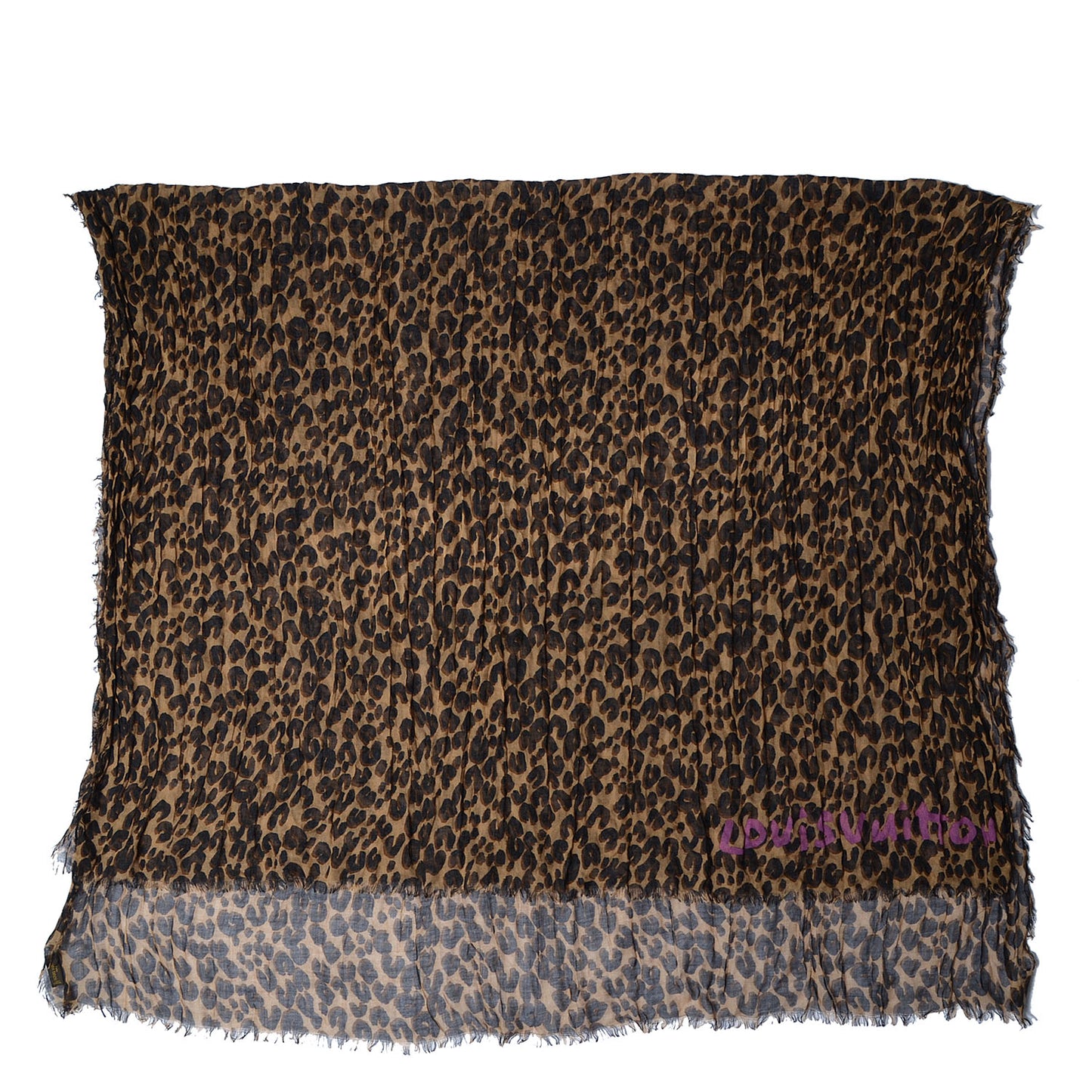 Cashmere Silk Leopard Stole Brown