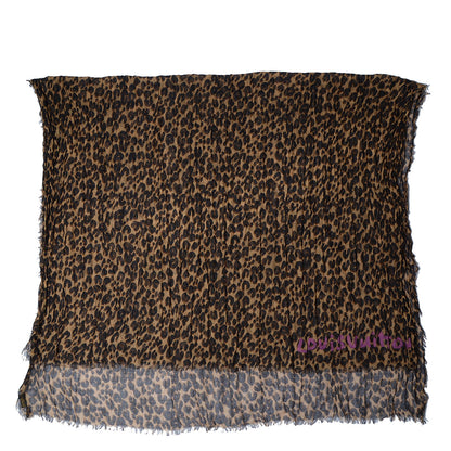 Louis Vuitton Cashmere Silk Leopard Stole Brown 3 of 6