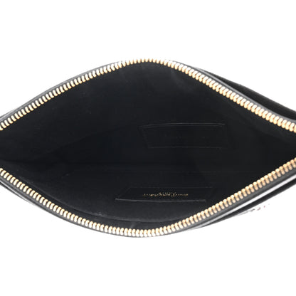 Saint Laurent Grain De Poudre Chevron Monogram Large Bill Pouch Black 5 of 8