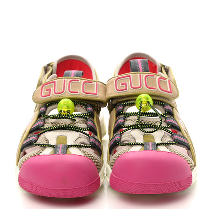 Gucci Mesh Fabric Tinsel Sport Sandals 37 Loess Sand Box Pink 2 of 10