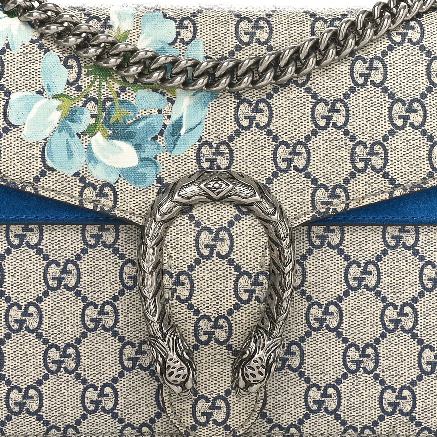 GG Supreme Monogram Blooms Small Dionysus Shoulder Bag Beige Navy Vintage Blue