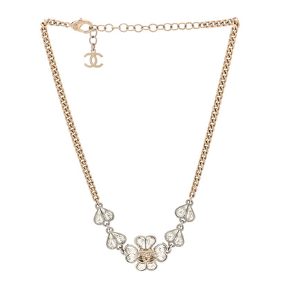 Chanel Crystal CC Clover Chain Choker Necklace Gold 3 of 4