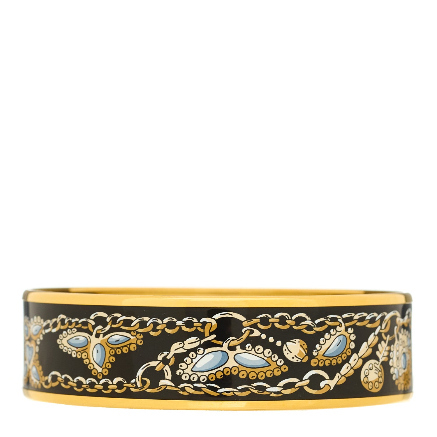 Hermes Enamel Printed Wide Bracelet 65 Black 1 of 5