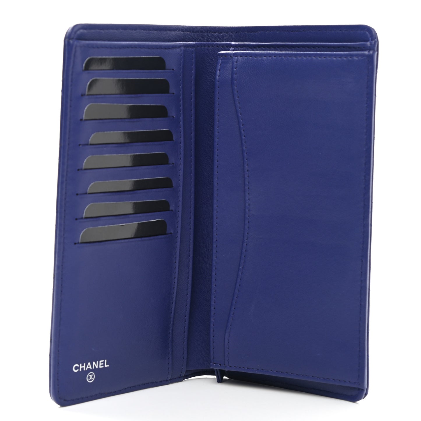 Lambskin Quilted Yen Wallet Dark Blue