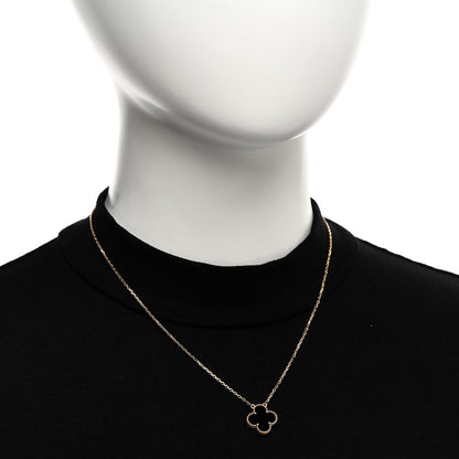Van Cleef & Arpels 18K Yellow Gold Black Onyx Vintage Alhambra Pendant Necklace 2 of 4