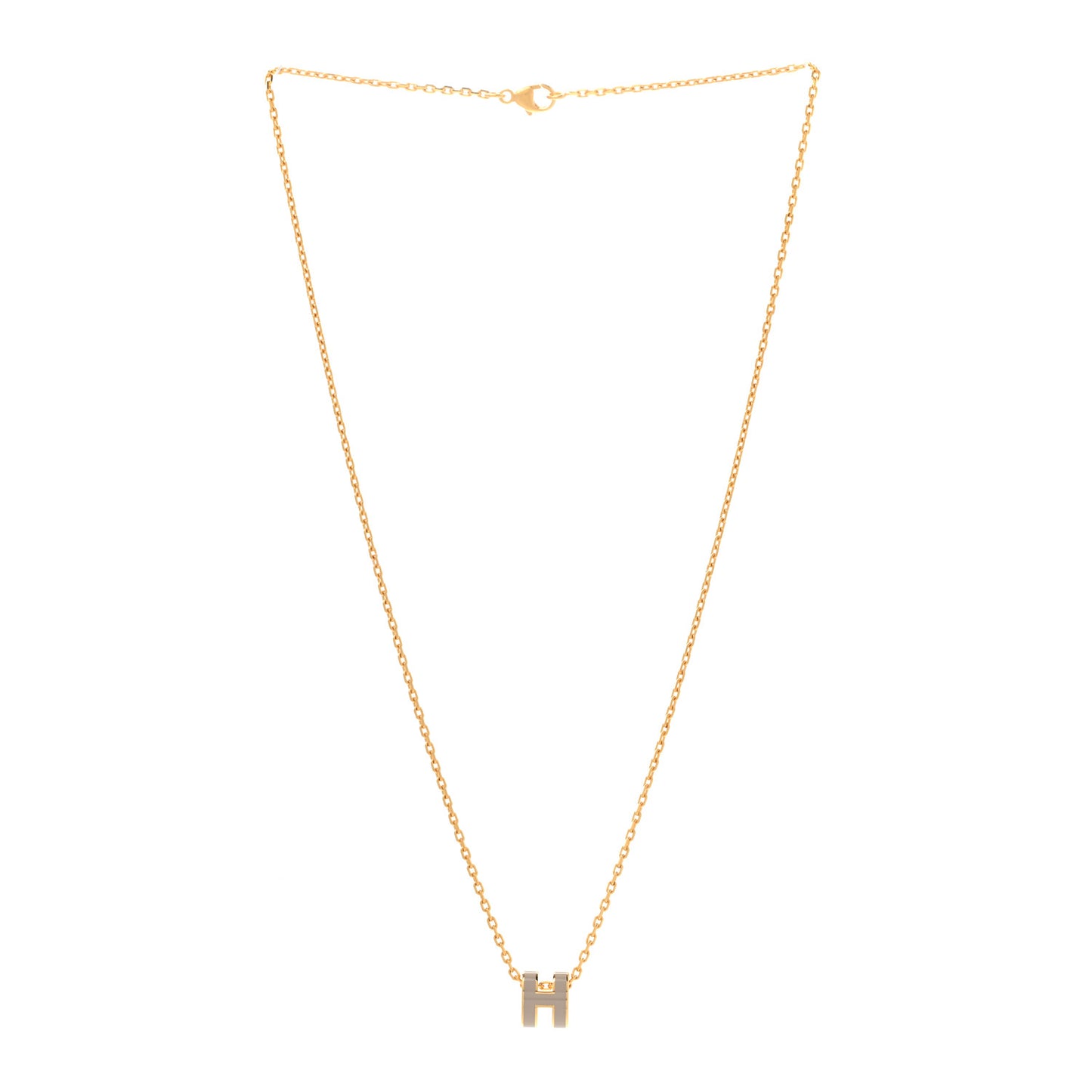 Lacquered Gold Mini Pop H Pendant Necklace Marron Glace