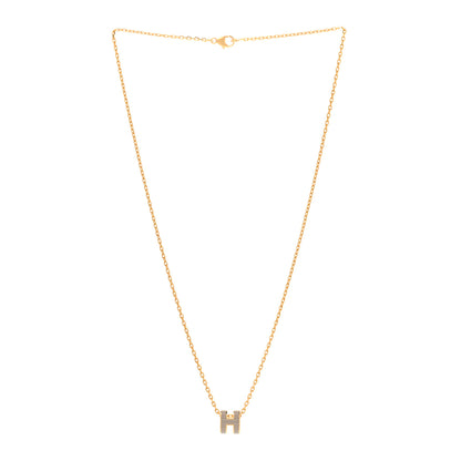 Hermes Lacquered Gold Mini Pop H Pendant Necklace Marron Glace 3 of 8