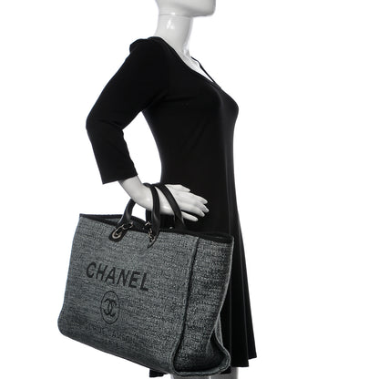 Chanel Canvas Large Deauville Tote Charcoal 3 of 10