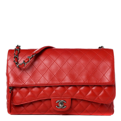 Chanel Lambskin Quilted Jumbo Multi Flap Bag Red 1 of 8