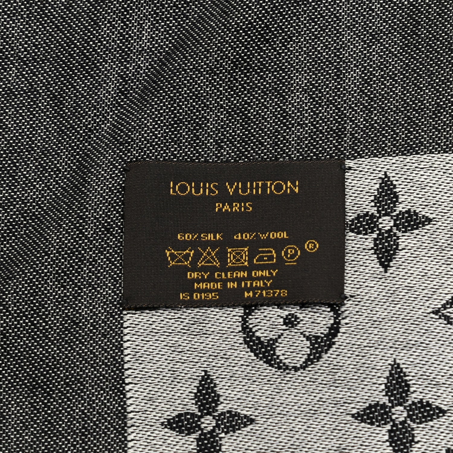 Louis Vuitton Silk Wool Monogram Denim Shawl Black 4 of 4