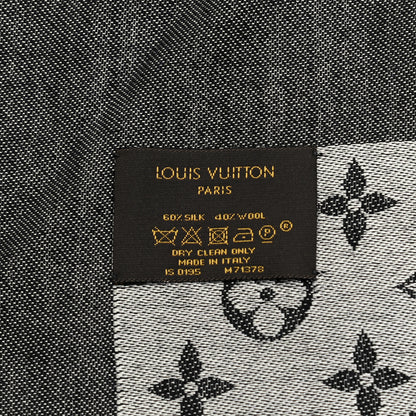 Louis Vuitton Silk Wool Monogram Denim Shawl Black 4 of 4
