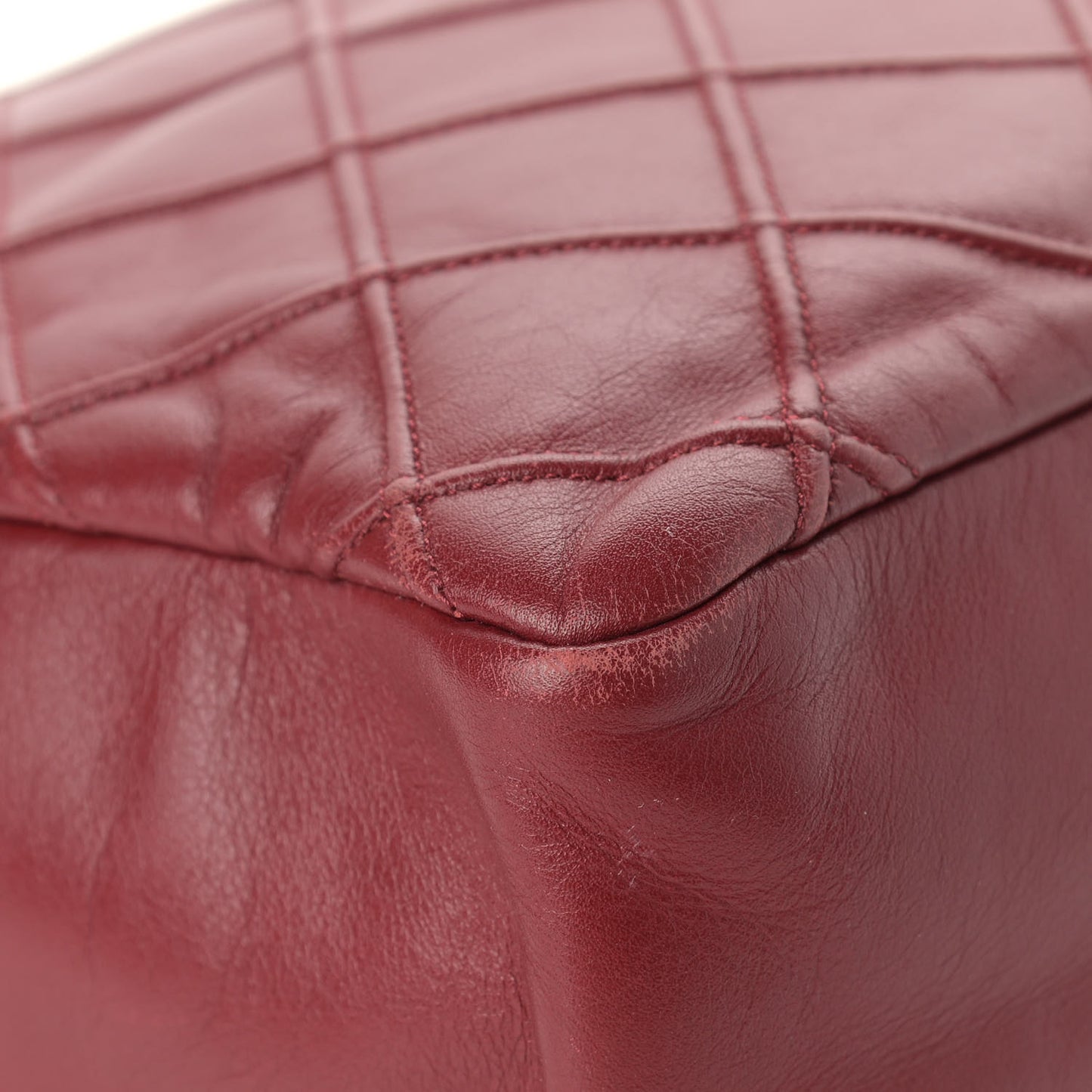 Calfskin Diamond Debossed Large Cosmos Flap Red