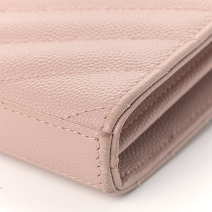 Saint Laurent Grain De Poudre Matelasse Chevron Monogram Chain Wallet Pale Pink 10 of 13